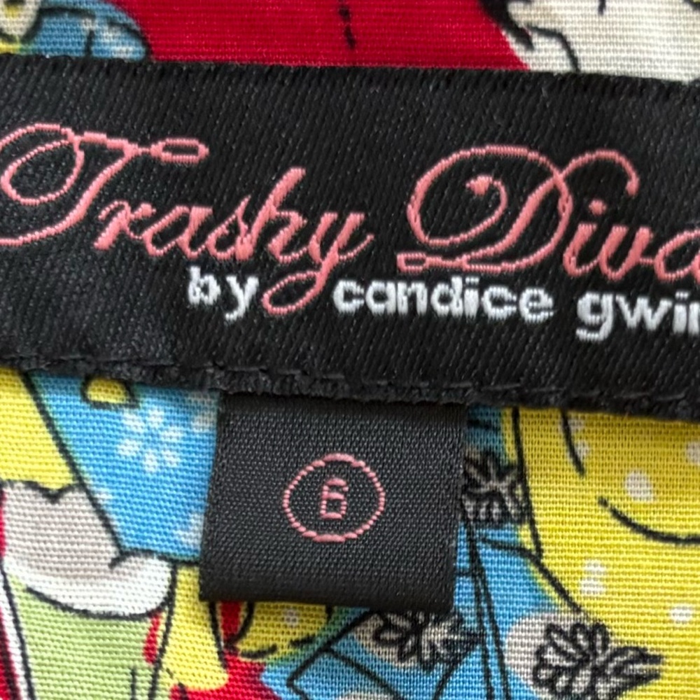 TRASHY DIVA HONEY BABY DRESS IN RED FANS SIZE 6 RETRO PIN UP ROCKABILLY 50s - Picture 3 of 8